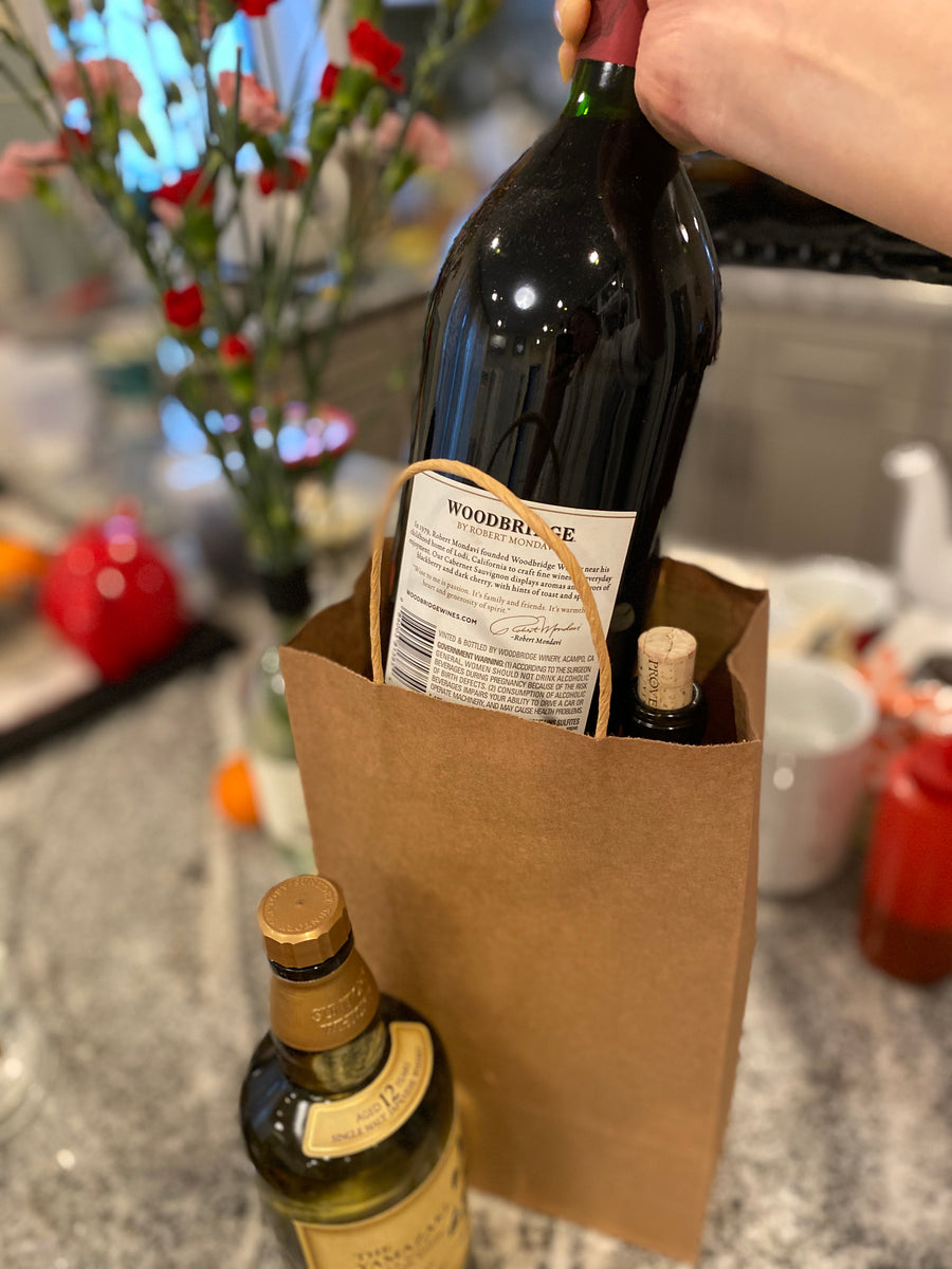 Kraft paper liquor bag with twisted handle, wine gift bag, party bag, shopping, retail (250, Liquor)