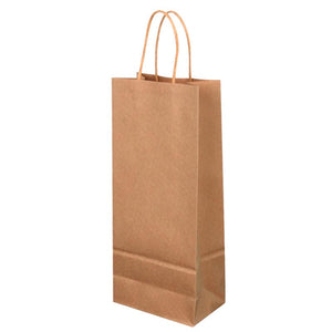 Kraft 1 Bottle Liquor Bag with Handles -250/Bundle  5 1/2" x 3 1/4" x 13